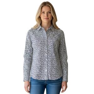 Croft & Barrow Petite L Floral Button Down Cotton Stretch